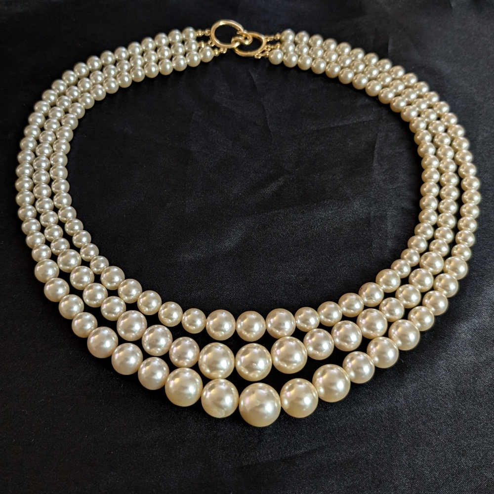 Triple Strand Pearl Necklace
